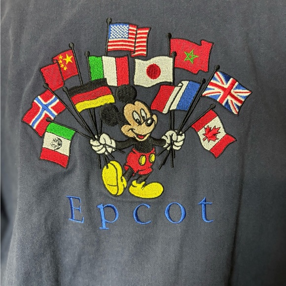 Disney Epcot Vintage Mickey Mouse Embroidered Classic Navy Jacket Unisex - Picture 4 of 12